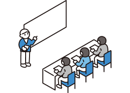 教員が研修を受けている様子のイラスト